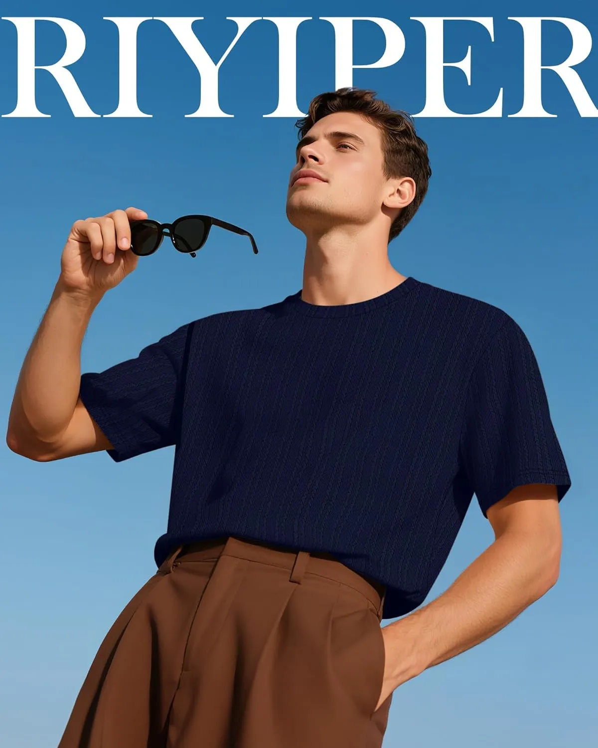 Riyiper 3 Pack Men's Short Sleeve T Shirts Loose Crew Neck Casual Stretchy Tees Summer Textured Knit Basic Lightweight Tops