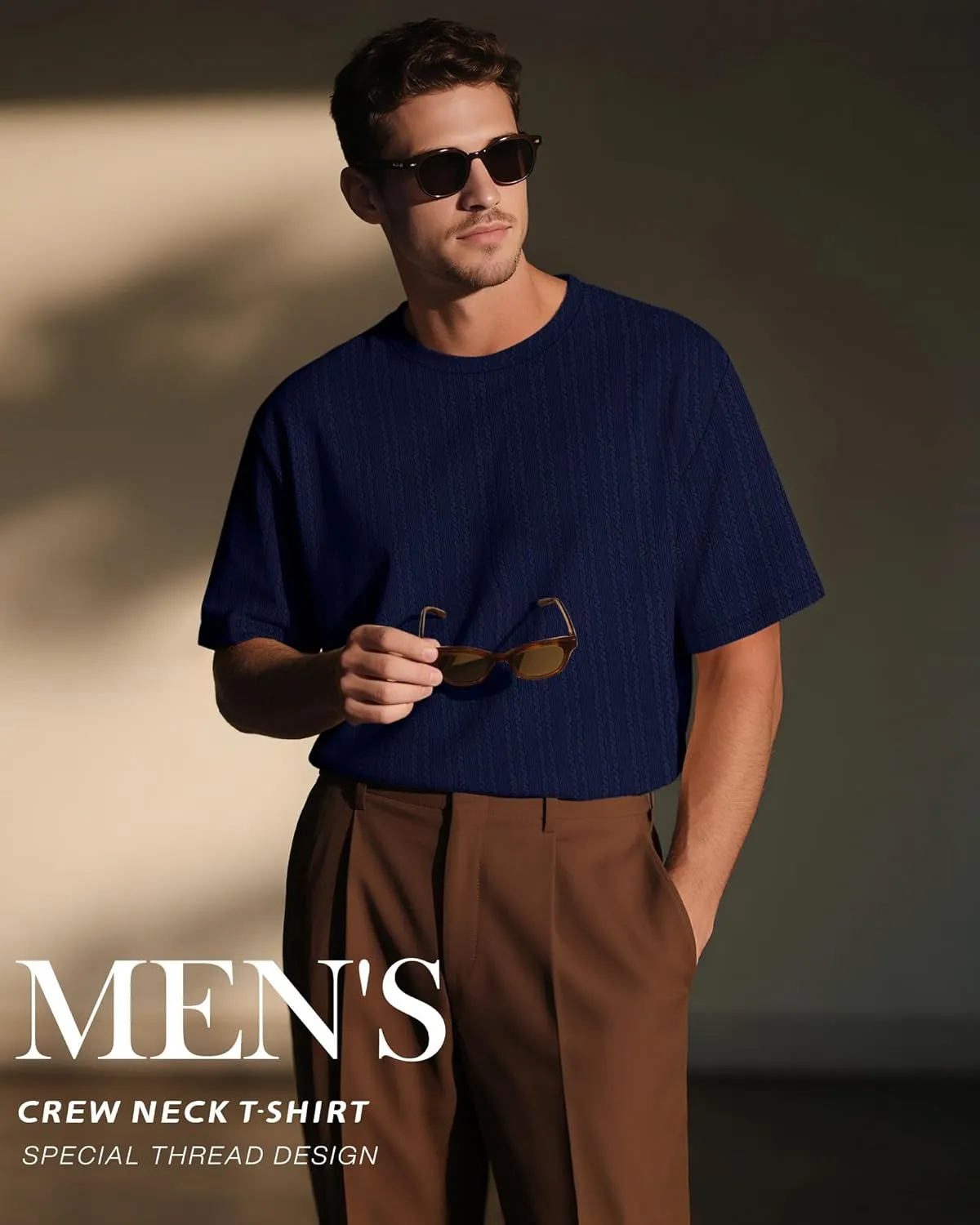Riyiper 3 Pack Men's Short Sleeve T Shirts Loose Crew Neck Casual Stretchy Tees Summer Textured Knit Basic Lightweight Tops