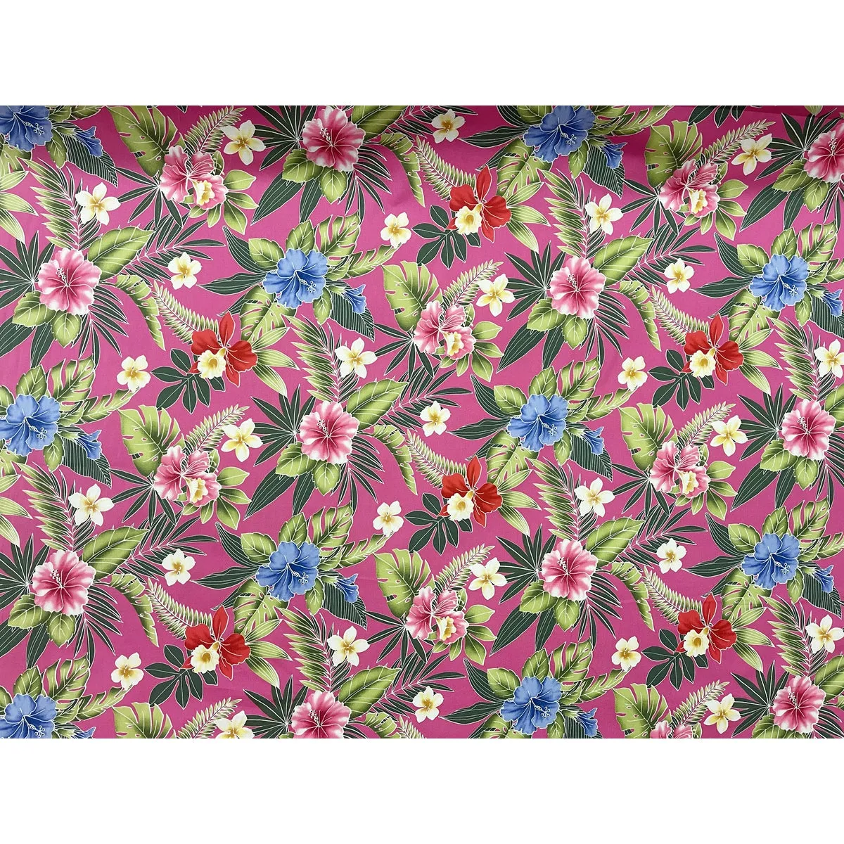 Small Hibiscus Print Cotton Hawaiian Fabric | Pink