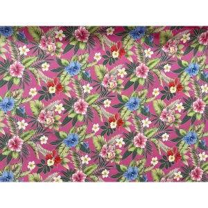 Small Hibiscus Print Cotton Hawaiian Fabric | Pink