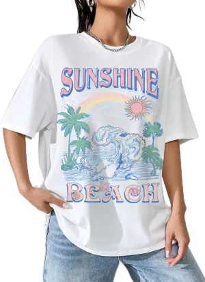 SOLY HUX Women's Graphic Tees Cute Print Short Sleeve Tee Preppy Clothes Casual Vintage Summer Oversized T Shirt Top