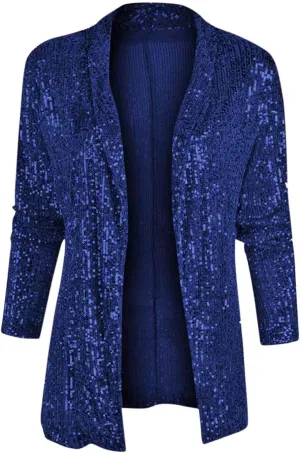 Sparkly Sequin Blazer Women Casual Long Sleeve Glitter Party Shiny Lapel Coat Lightweight Open Front Dress Suit Jacket