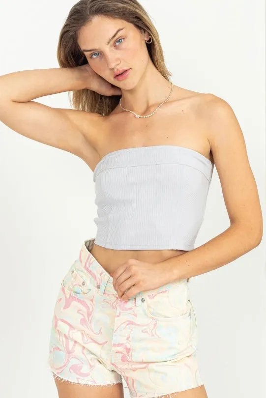 Strapless Crop - Blue