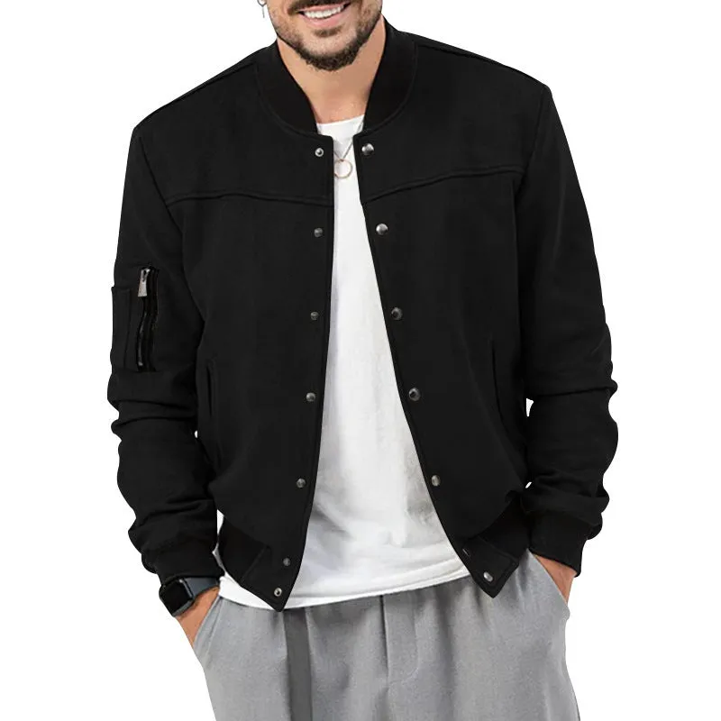 SUEDE COLLAR MEN'S BASEBALL JACKET CASUAL TRENDY BRAND AMERICAN JACKET