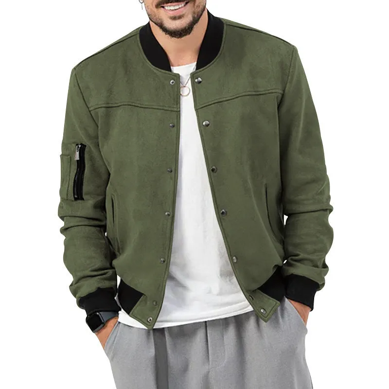 SUEDE COLLAR MEN'S BASEBALL JACKET CASUAL TRENDY BRAND AMERICAN JACKET
