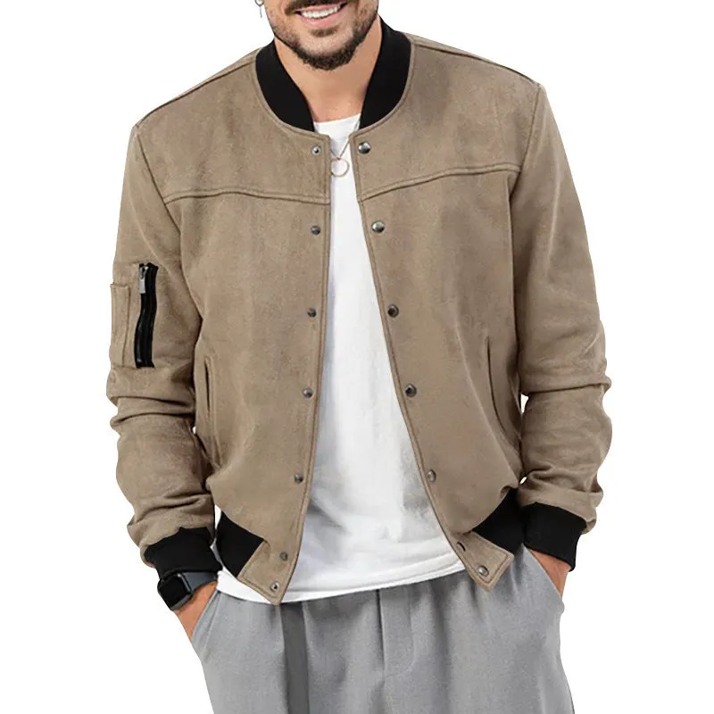 SUEDE COLLAR MEN'S BASEBALL JACKET CASUAL TRENDY BRAND AMERICAN JACKET