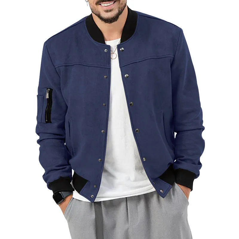 SUEDE COLLAR MEN'S BASEBALL JACKET CASUAL TRENDY BRAND AMERICAN JACKET