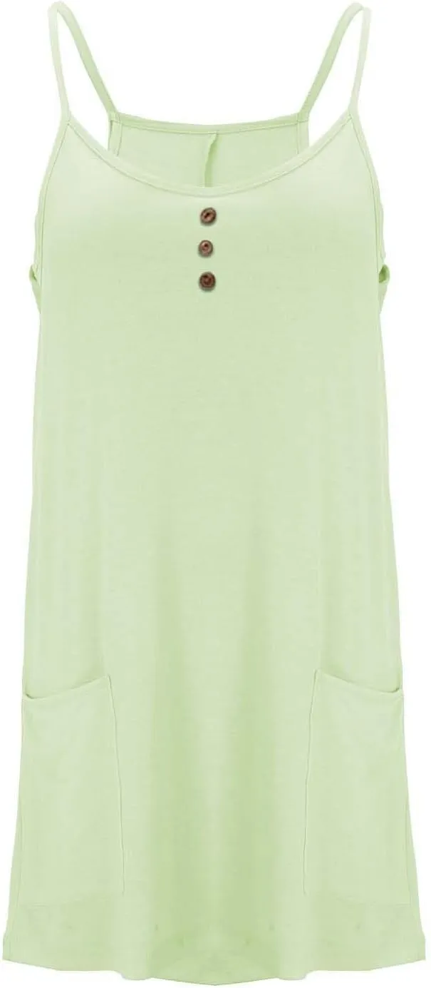 Tennis Dress for Women Built-in Shorts Casual Sleeveless Spaghetti Strap Sundress Workout Athletic Dress with Pocket