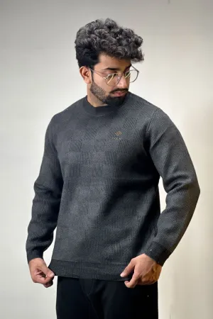 Thunder Grey Self Textured Sweatshirt - 1124155