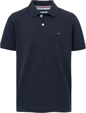 Tommy Hilfiger Boys' Short Sleeve Premium Pique Polo Shirt, Button Closure, Soft & Comfortable
