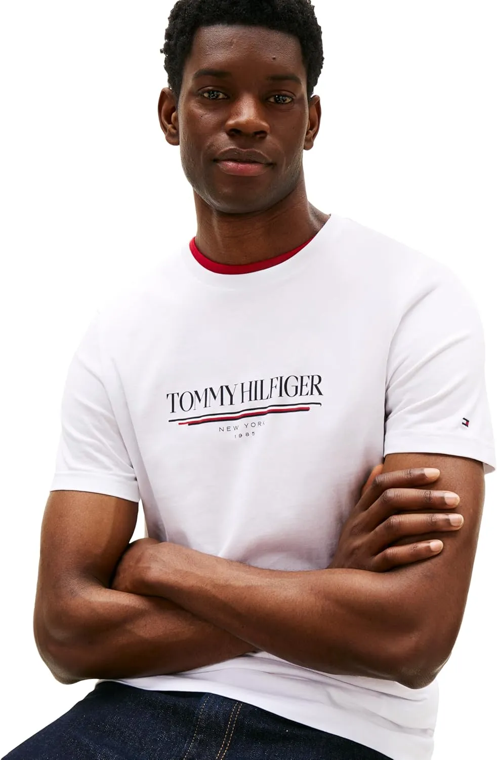 Tommy Hilfiger Men's Short Sleeve Cotton Graphic T-Shirts with Printed Logo