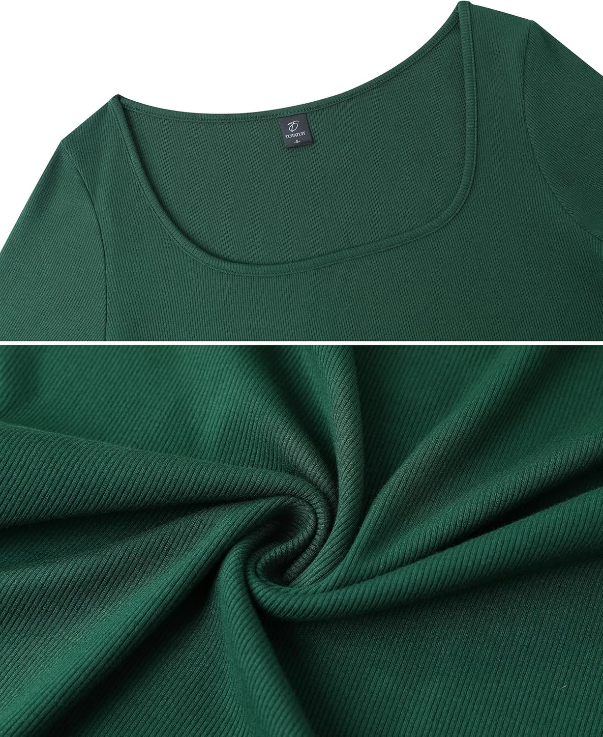Totatuit Women's Square Neck Short Sleeve T Shirts Sexy Cute Slim Fit Rib Knit Tops Basic Tee Shirts