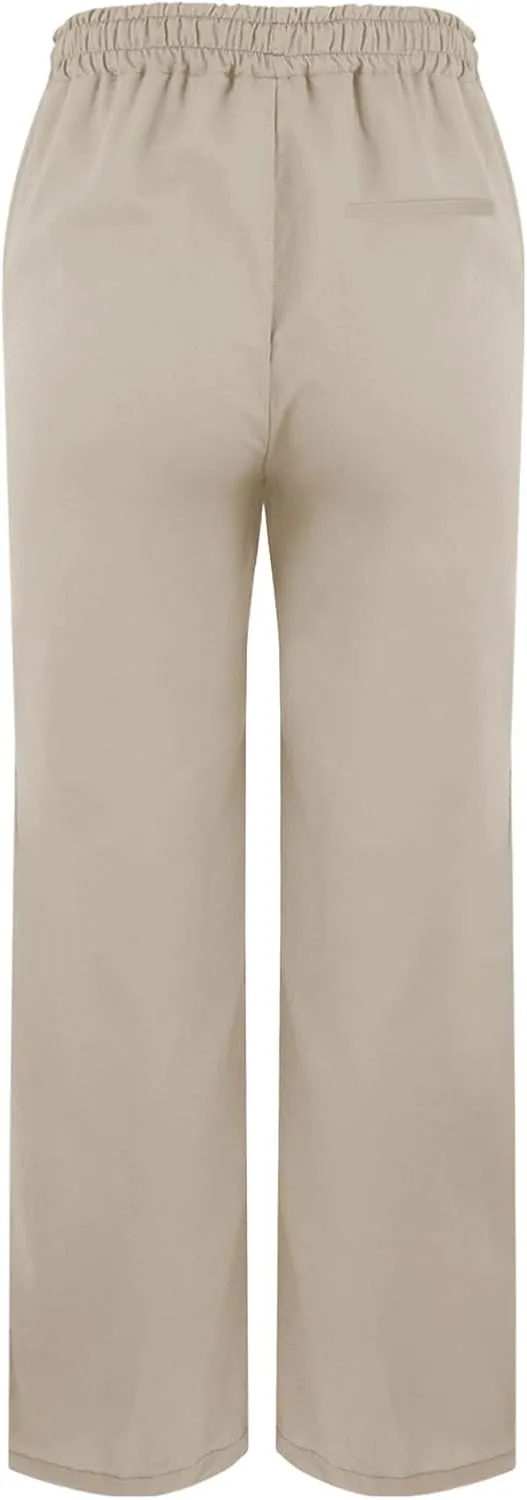 Womens Cotton Linen Pants 2025 Summer Gauze Drawstring High Waisted Wide Leg Capri Trousers Beach Vacation Clothes