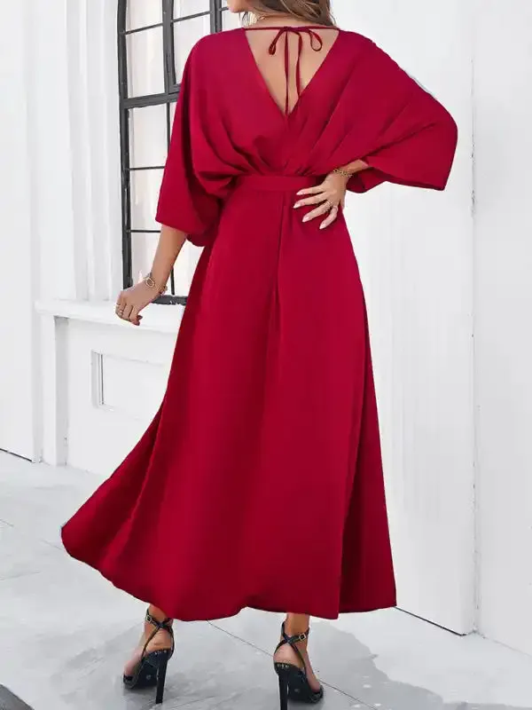 Women’s New Model Elegant V-neck Loose Dress