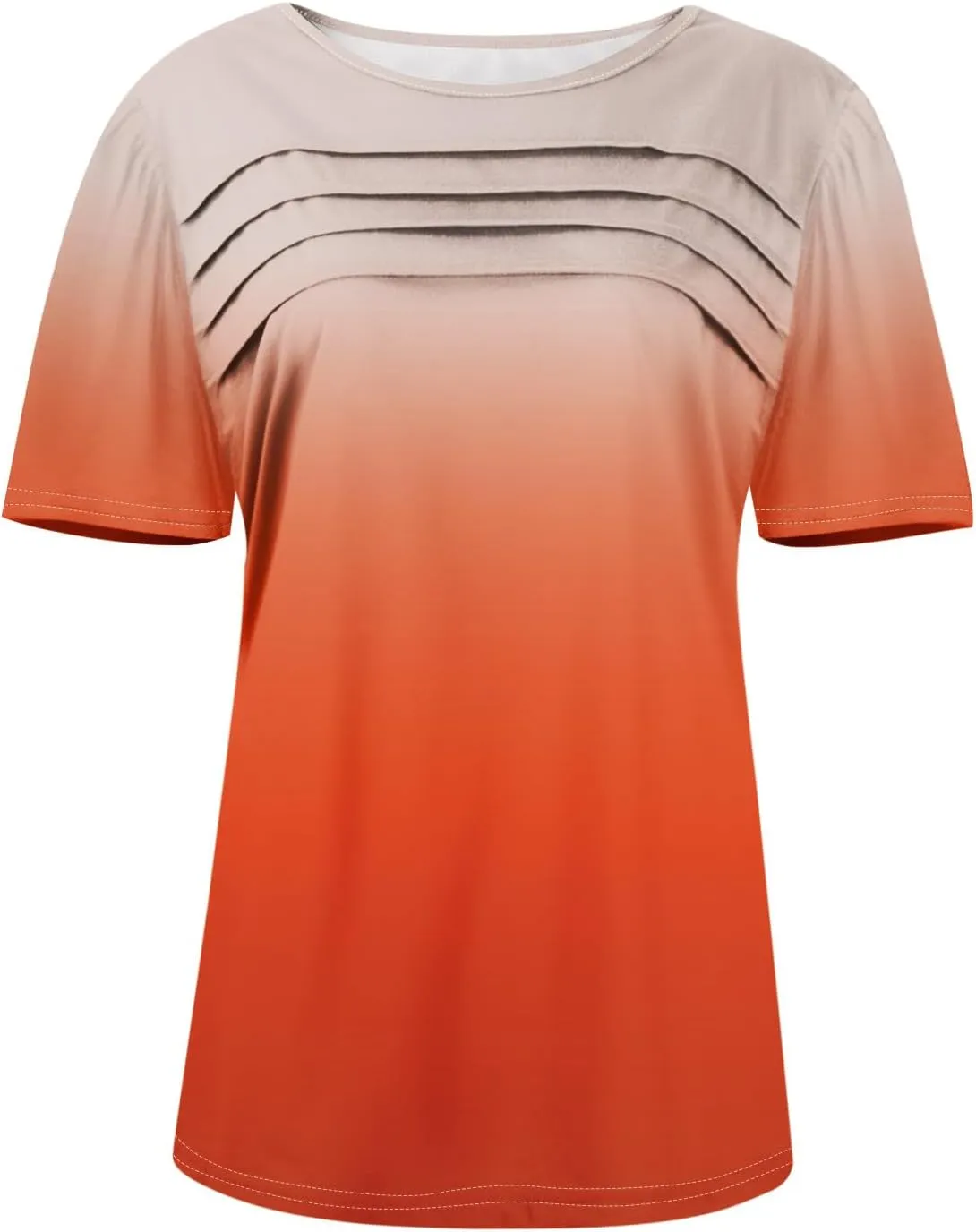 Womens Short Sleeve Tops Dressy Casual Blouses Spring Summer Outfits Flowy Pleated Front Crewneck Tee Shirts