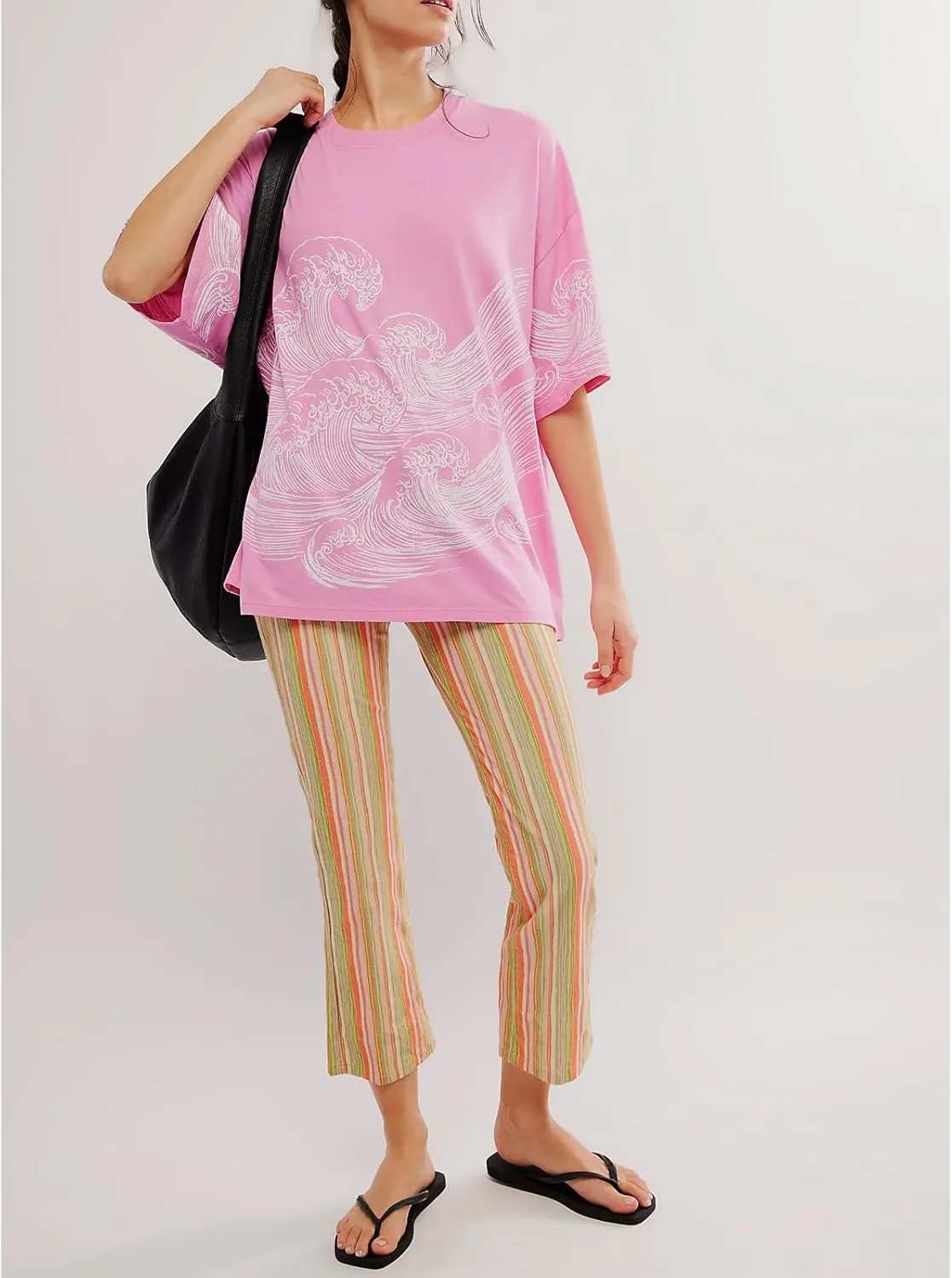 Y2k Womens Oversized Fruit Graphic Print Tees Shirts Vintage Flower Baggy Tshirt Tops Coastal Clothes Aesthetic