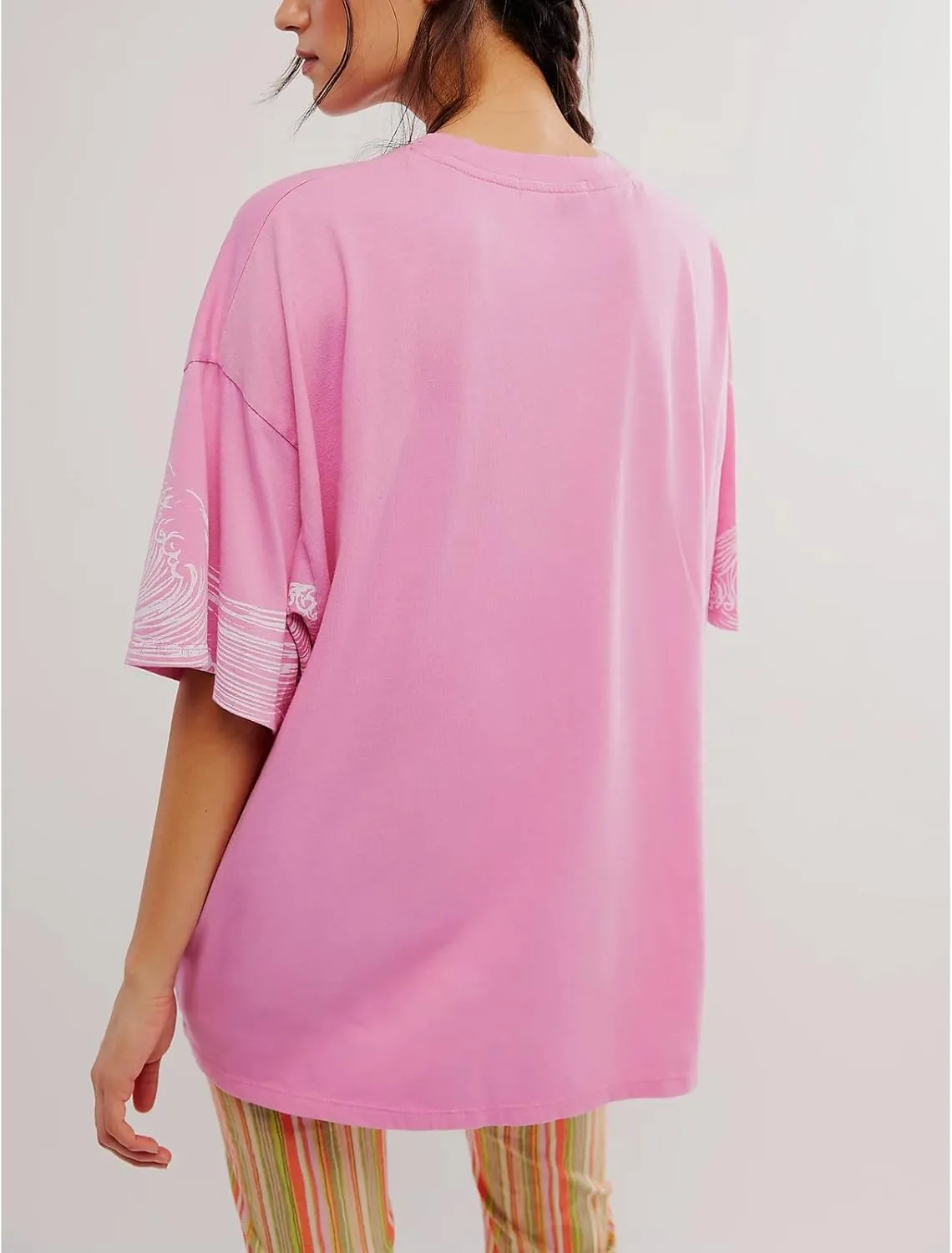 Y2k Womens Oversized Fruit Graphic Print Tees Shirts Vintage Flower Baggy Tshirt Tops Coastal Clothes Aesthetic
