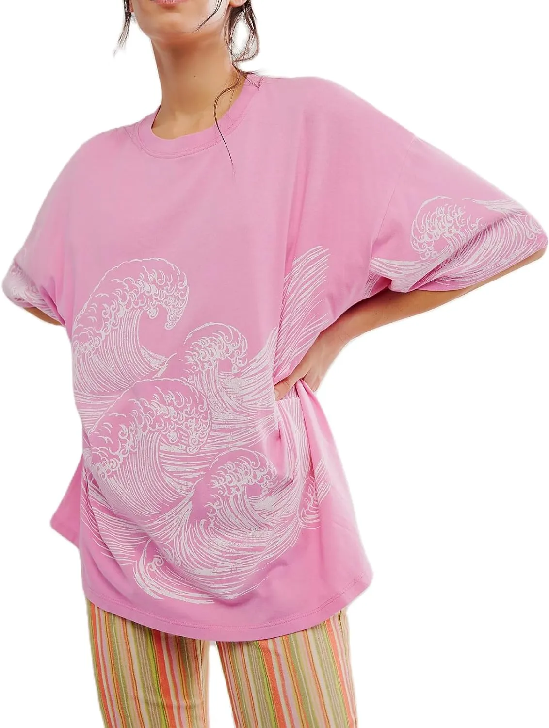 Y2k Womens Oversized Fruit Graphic Print Tees Shirts Vintage Flower Baggy Tshirt Tops Coastal Clothes Aesthetic